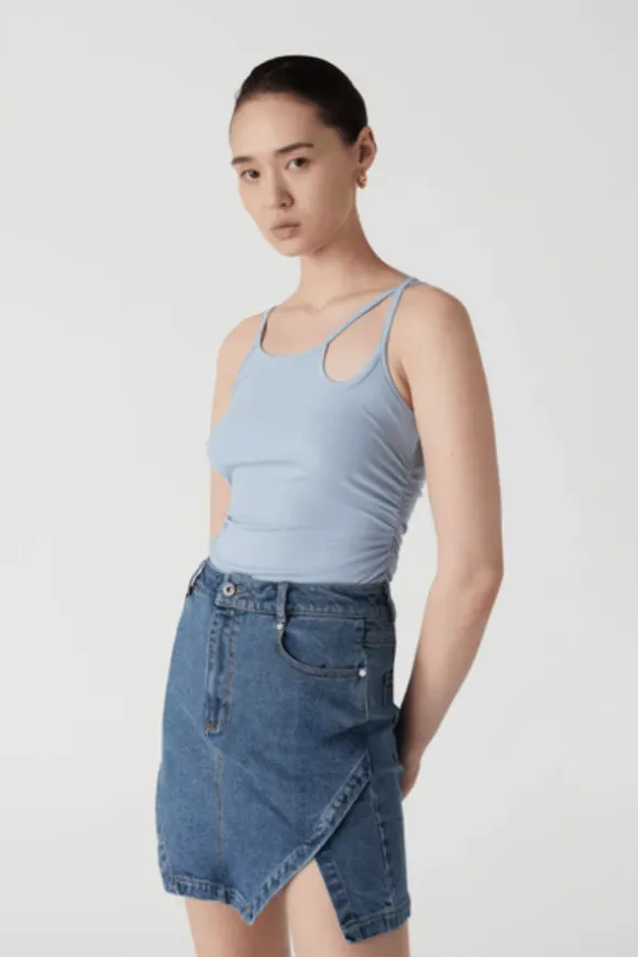 Aaron Rib Tank Chambray Blue