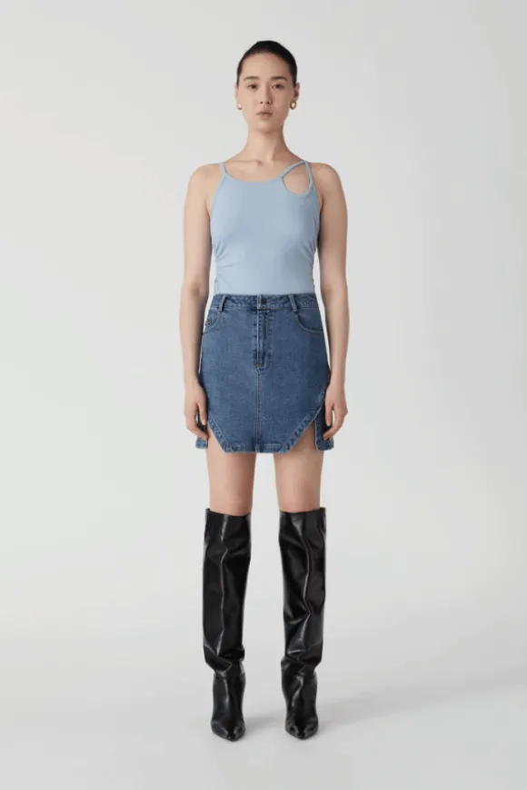 Aaron Rib Tank Chambray Blue