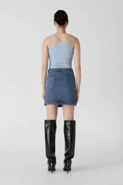 Aaron Rib Tank Chambray Blue