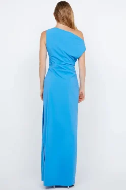 Angelina Asym Maxi Dress Mid Blue