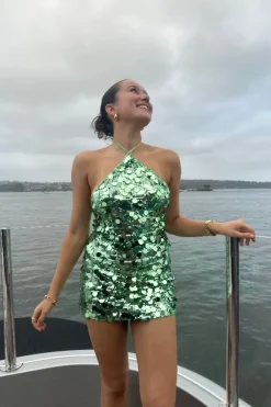 Bambi Mini Skirt Green Sequin