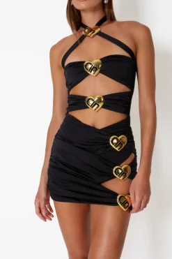 Diamond Heart Cut Out Swimsuit Black