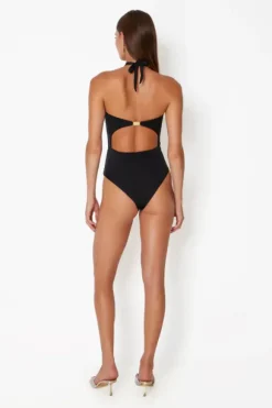 Diamond Heart Cut Out Swimsuit Black