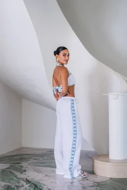 Evil Eye Crop Top White