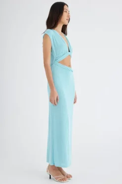 Henri Twist Maxi Dress Aqua