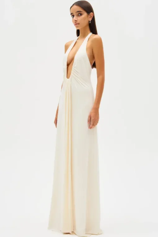 Jennifer Cupro Maxi Dress Ivory