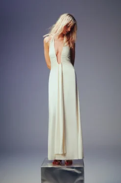 Jennifer Cupro Maxi Dress Ivory