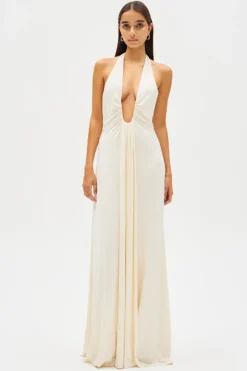 Jennifer Cupro Maxi Dress Ivory