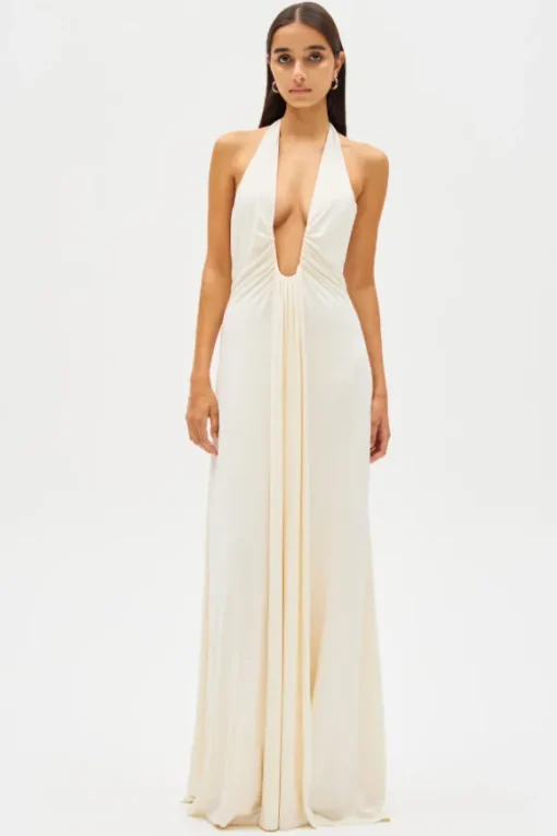 Jennifer Cupro Maxi Dress Ivory