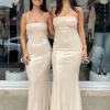 Juliano Sequin Slip Dress Light Coffee