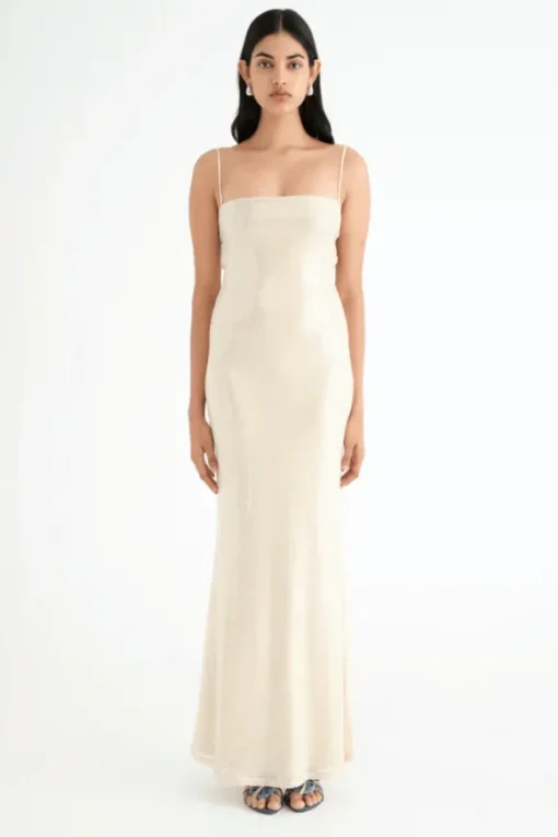 Juliano Sequin Slip Dress Light Coffee