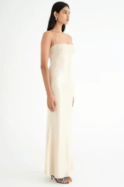Juliano Sequin Slip Dress Light Coffee