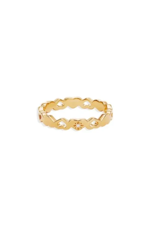 18k Gold Vermeil Gold Connected Hearts Ring