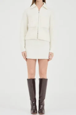 Nyra Boucle Knit Mini Skirt Cream