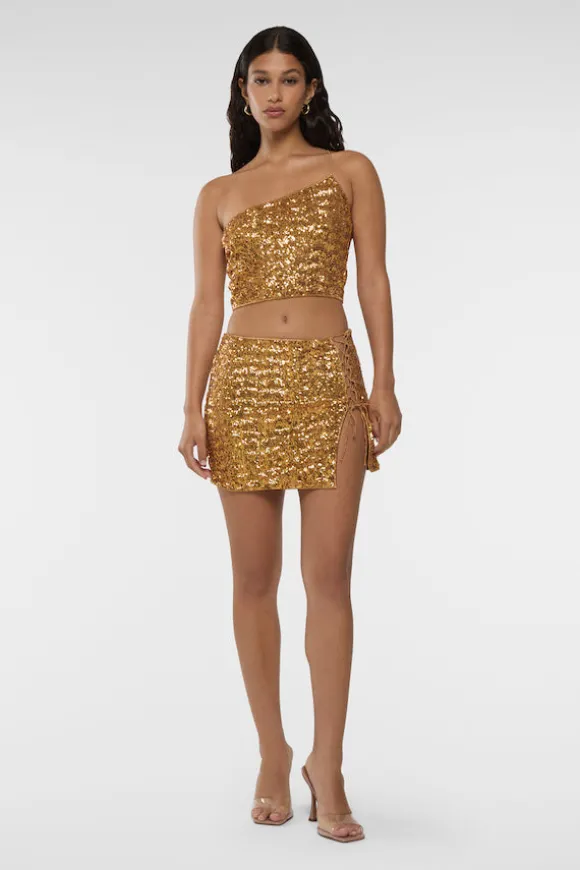 Paillettes Lace Mini Skirt Ambra