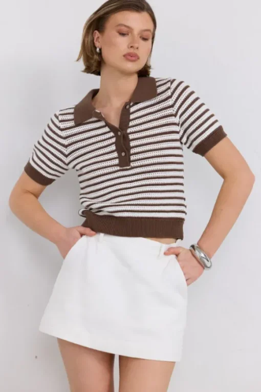 Petra Polo Knit Taupe/Cream