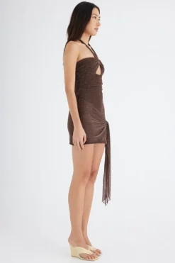 Prianka Halter Dress Espresso