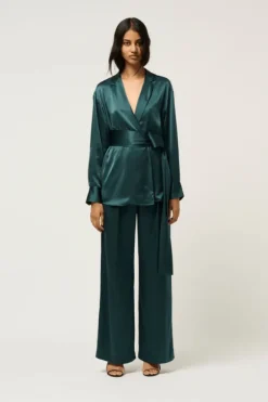 Relaxed Silk Boy Pant Green