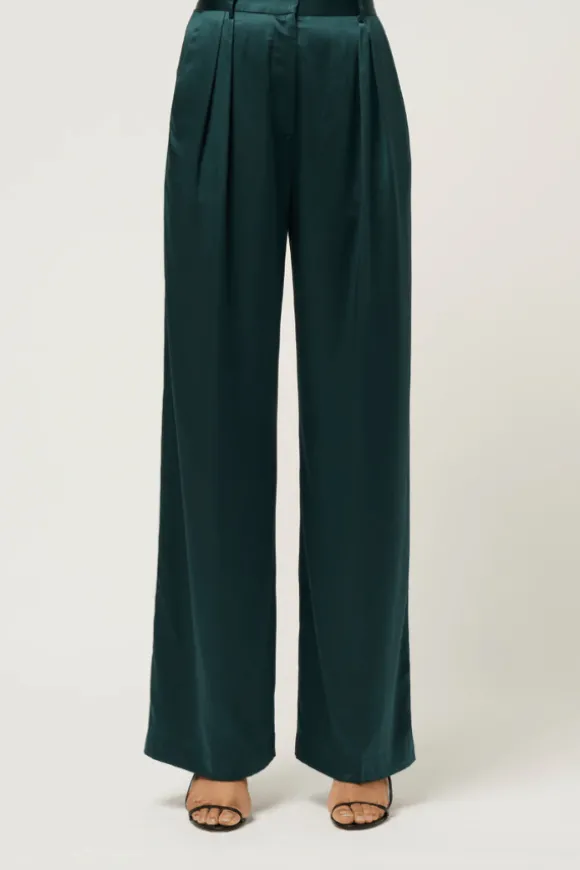 Relaxed Silk Boy Pant Green