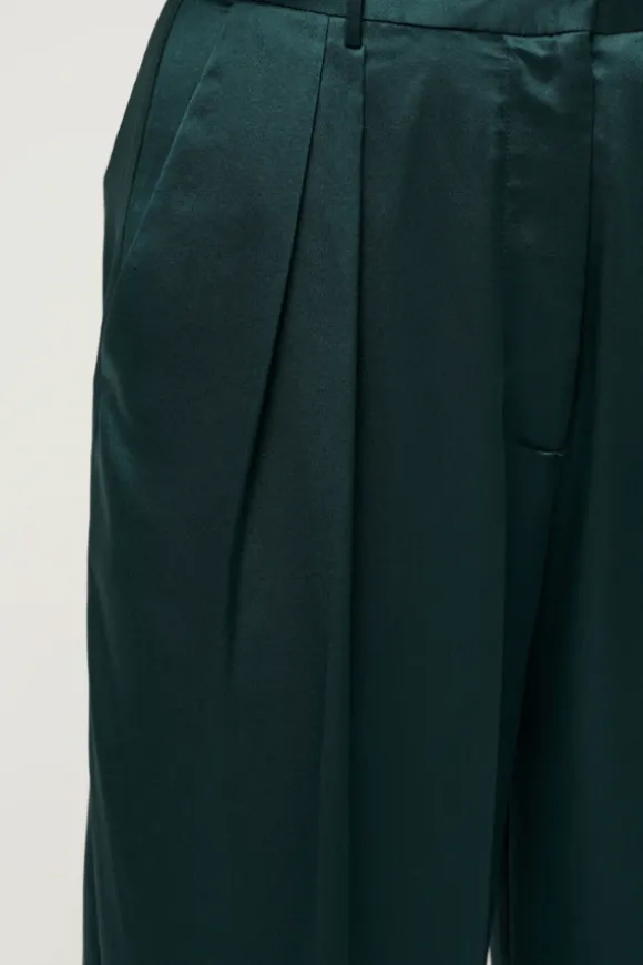 Relaxed Silk Boy Pant Green