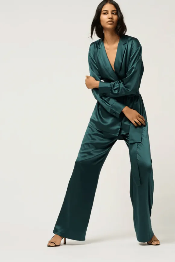 Relaxed Silk Boy Pant Green