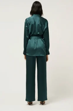 Relaxed Silk Boy Pant Green