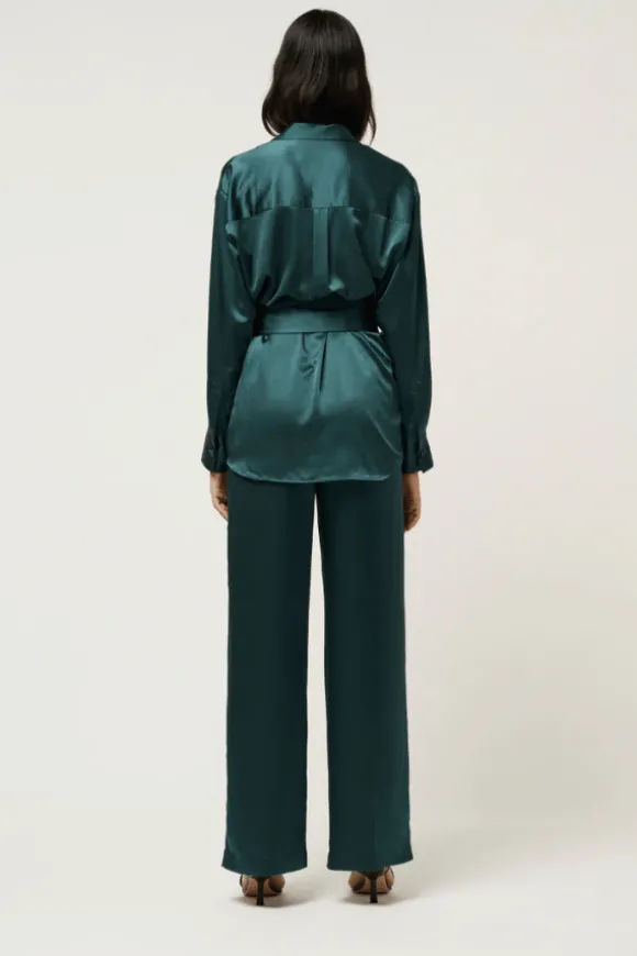 Relaxed Silk Boy Pant Green