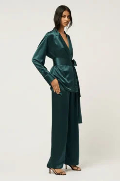 Relaxed Silk Boy Pant Green