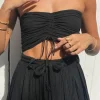 Ruched Tube Top Black