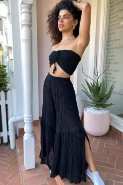 Ruched Tube Top Black