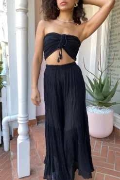 Ruched Tube Top Black