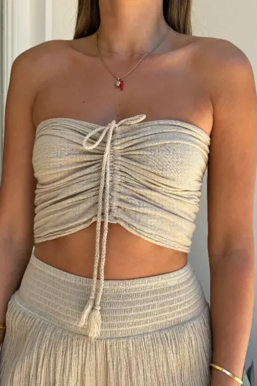Ruched Tube Top Sand