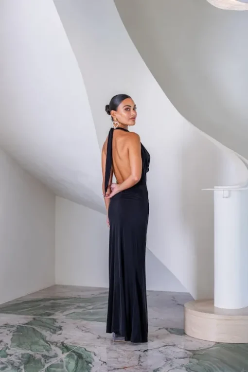 Saint Plunge Maxi Dress Black