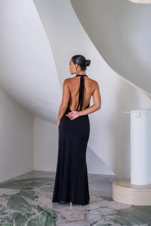 Saint Plunge Maxi Dress Black