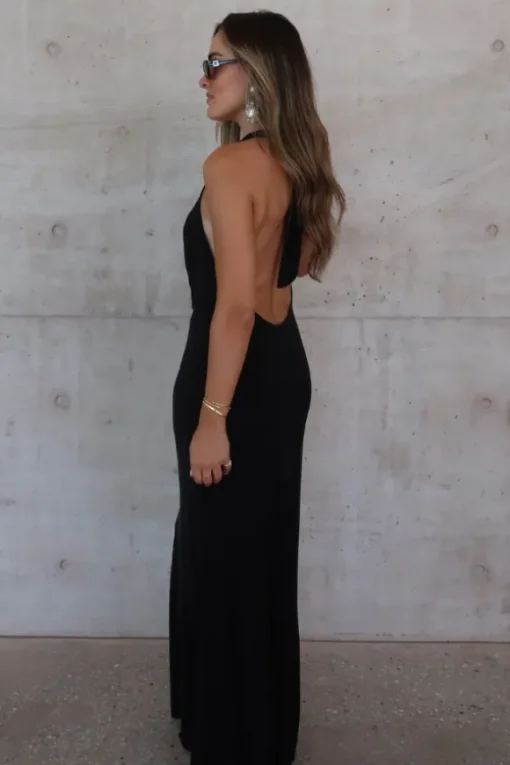 Saint Plunge Maxi Dress Black