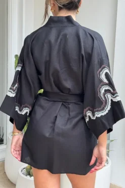 Serene Kimono Dress Black