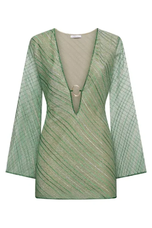 Shiny Stripes O Kaftan Green