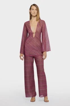 Shiny Stripes O Kaftan Red
