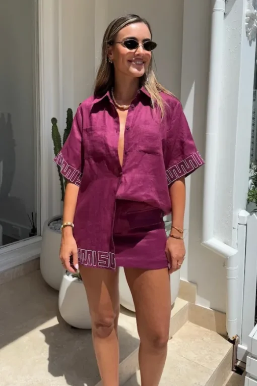 Sig Linen Shirt Plum