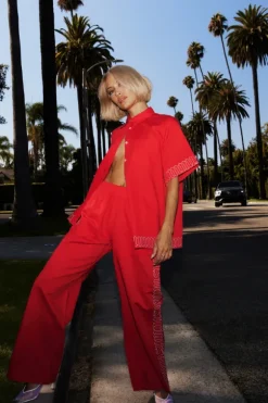 Sig Linen Shirt Scarlet Summi