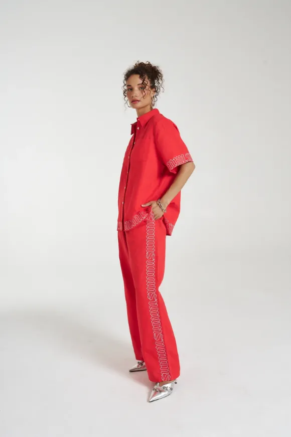 Sig Linen Shirt Scarlet Summi