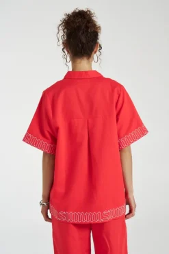 Sig Linen Shirt Scarlet Summi