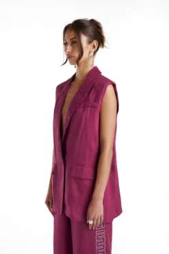 Sleeveless Blazer Plum
