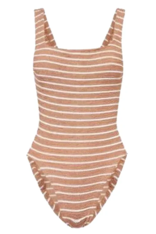 Square Neck Swim Metallic Cocoa/White