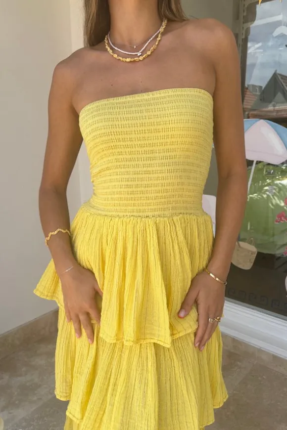 Tiered Maxi Dress Lemon/Gold